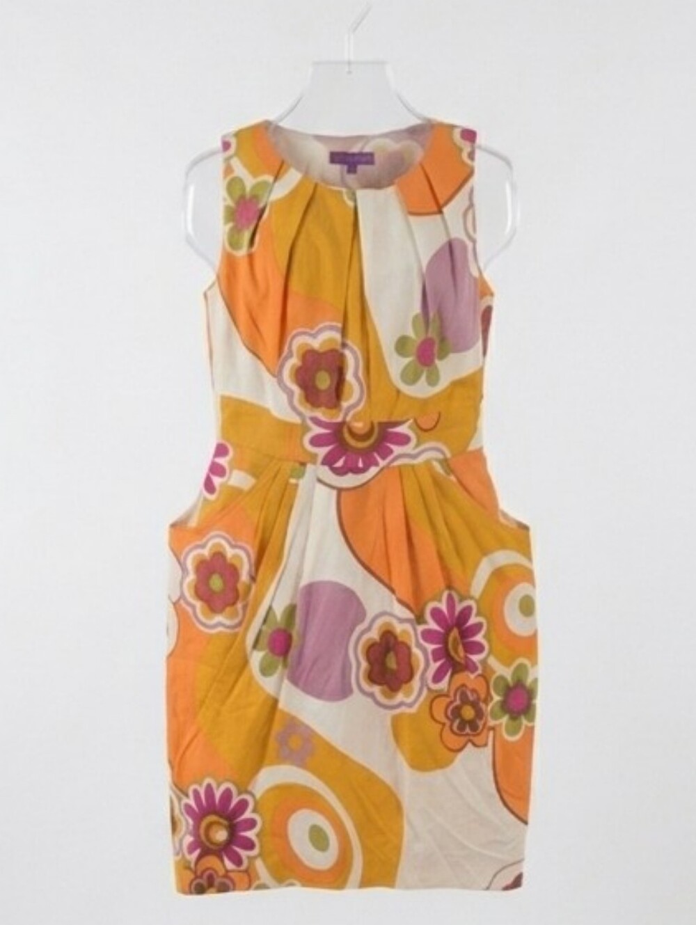 Traffic People Retro Floral Mini Dress in Orange, Cream, Pink and Green - Picture 3 of 3